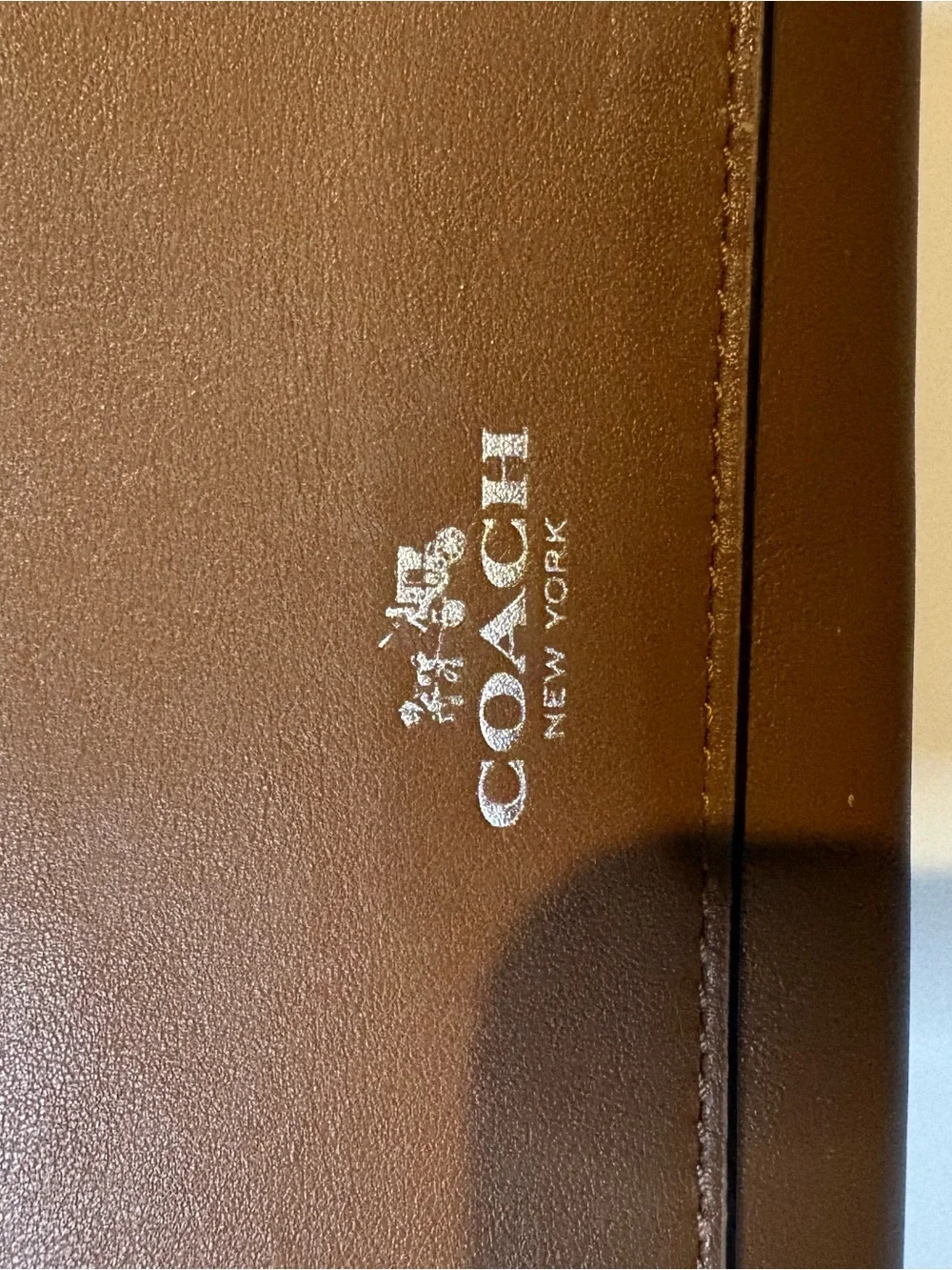 Coach Brown Leather Wristlet Clutch with Silver Logo